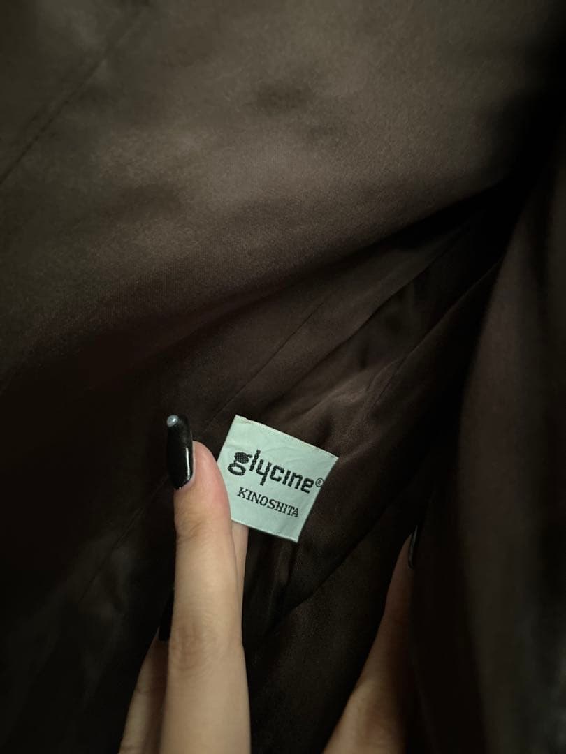 ブラウン ミンク　毛皮 ロングコート ファー襟付き