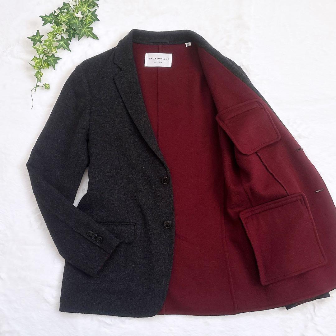 TOMORROWLAND ウール テーラードジャケット グレー ボルドー L