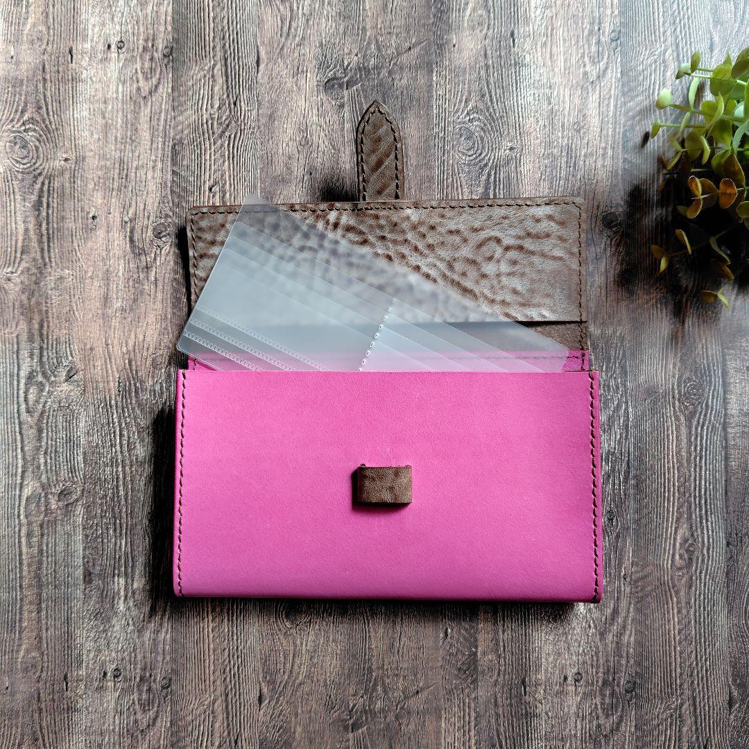 ハンドメイド 本革 システム手帳カバー ミニ6 M6 通帳ポーチ ミナペルホネン