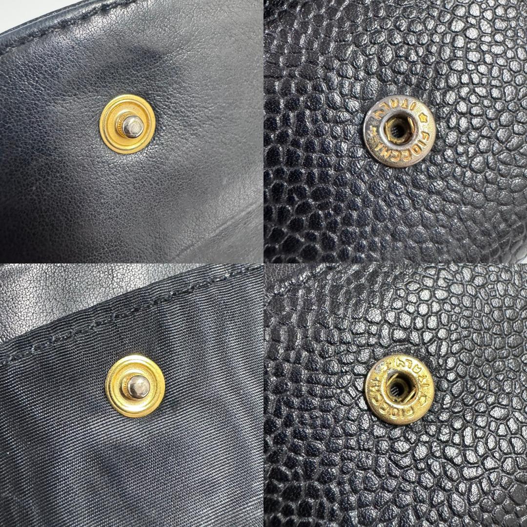 シャネル 二つ折り長財布 ココマーク ブラック キャビアスキン