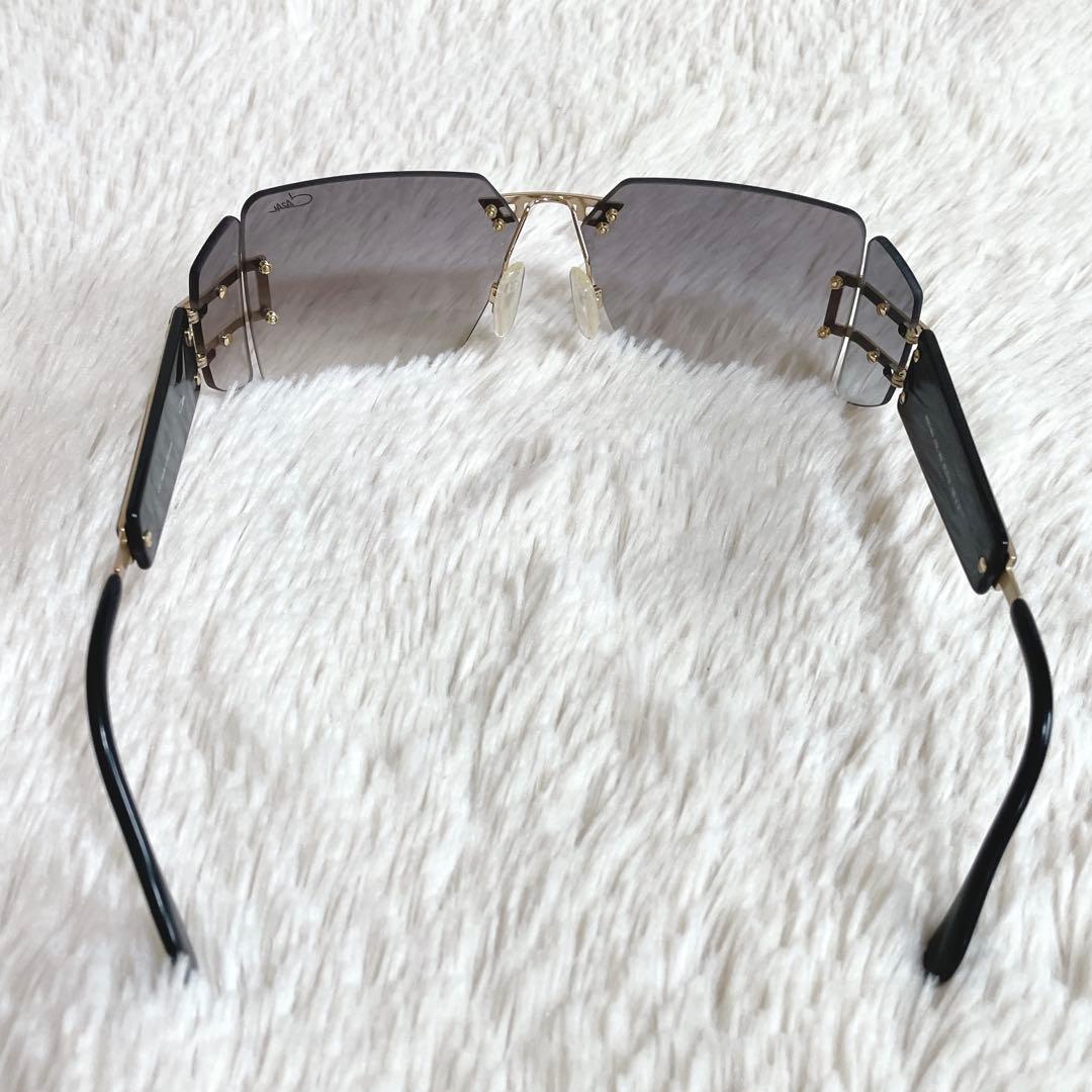 美品 CAZAL カザール リムレス ハーフ サングラス セルフレーム ブラック