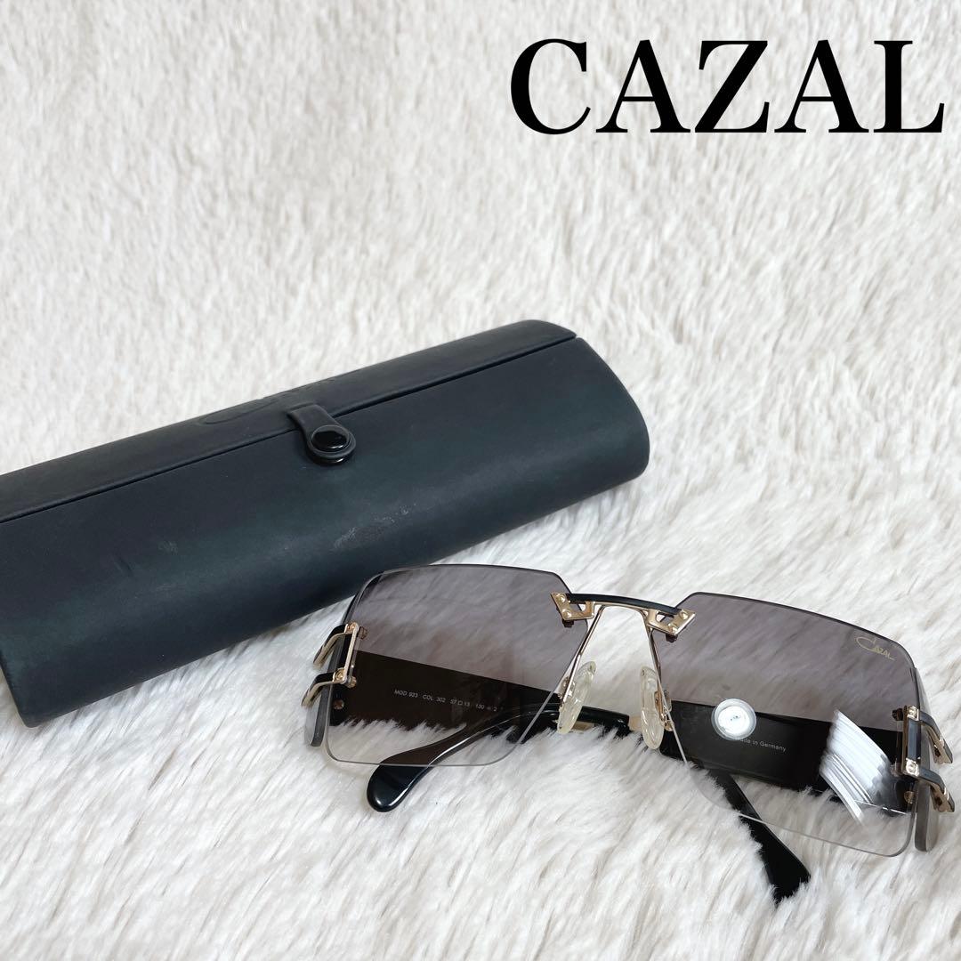 美品 CAZAL カザール リムレス ハーフ サングラス セルフレーム ブラック