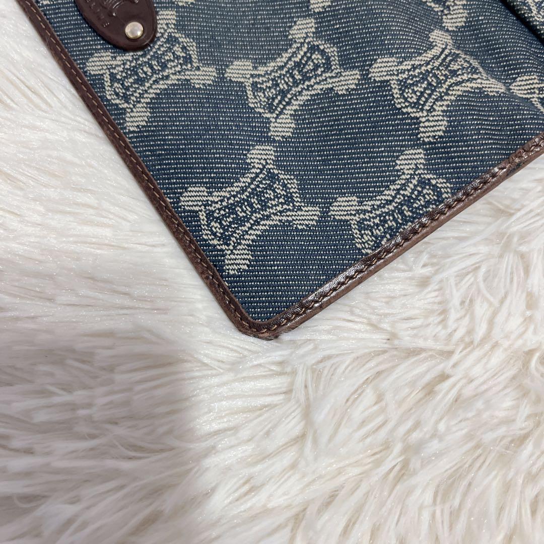 セリーヌ パリマカダム デニム ロゴ入り 長財布 インディゴカラー 総柄