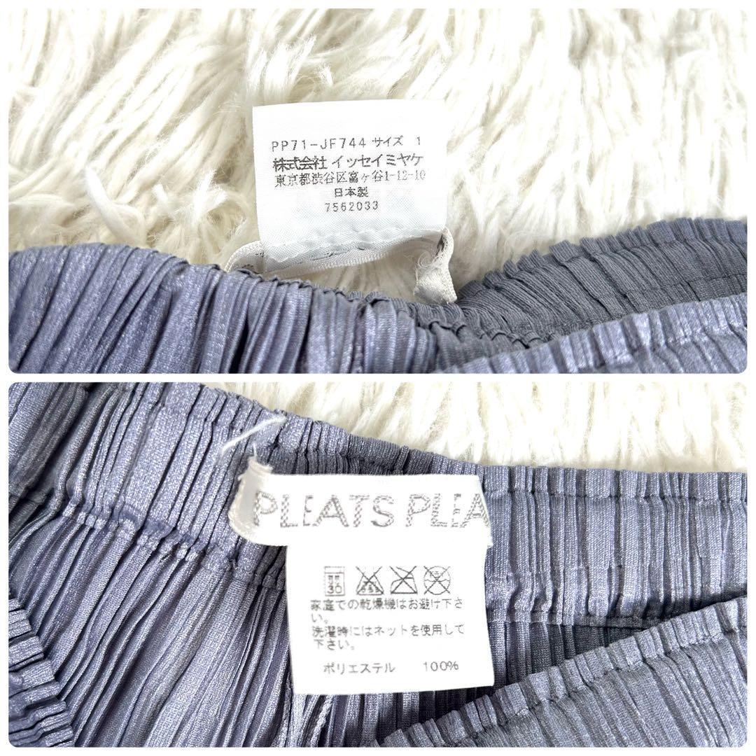【美品】プリーツプリーズ 希少 変形 ギザギザ 型押し パンツ グレー 1