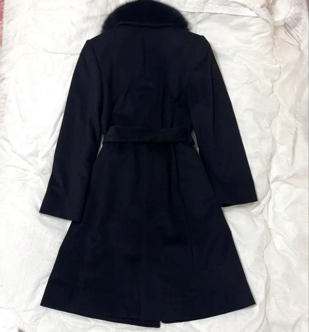 新品未使用品 ピンキーアンドダイアン カシミヤ混FOXファーコート ブラック38