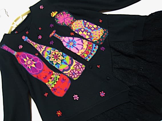 トクコプルミエヴォル☆新同品！エスニックボトル刺繍 裾レース切替カーディガン☆