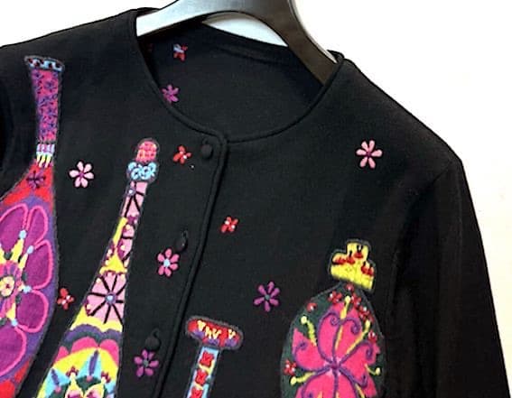 トクコプルミエヴォル☆新同品！エスニックボトル刺繍 裾レース切替カーディガン☆