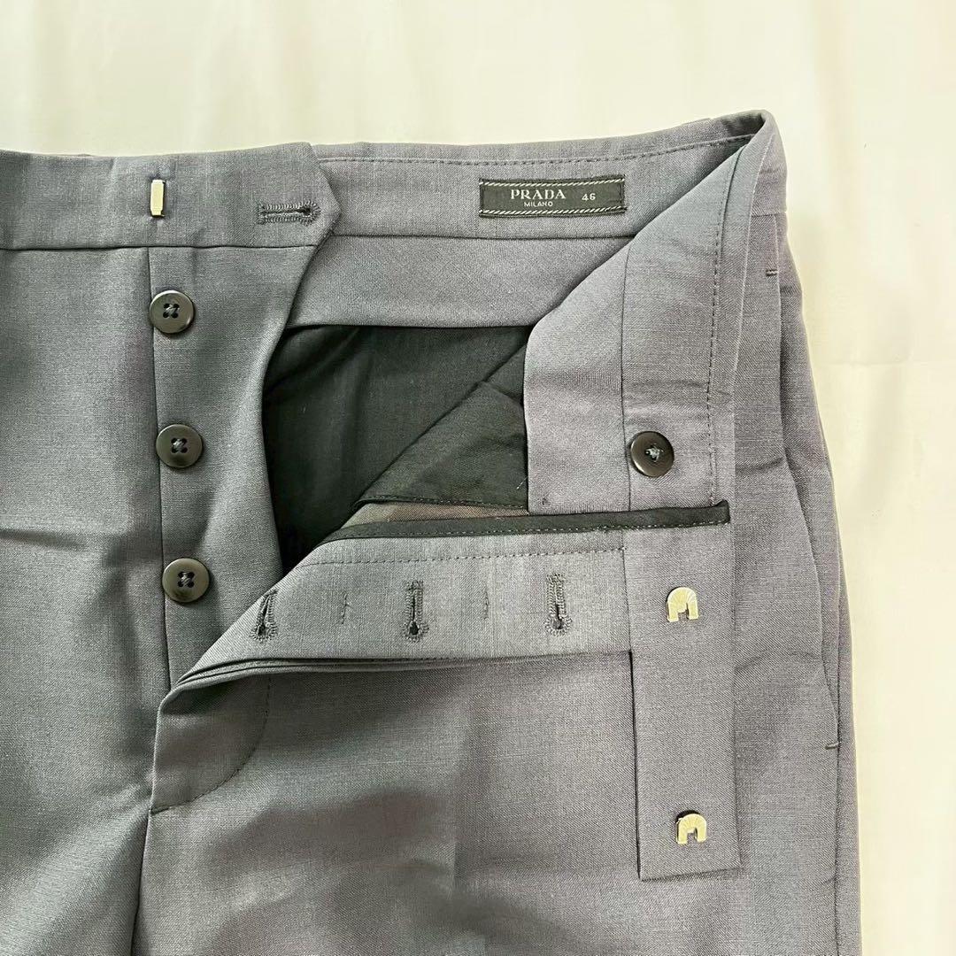 【美品】PRADA プラダ パンツスラックス トライアングルロゴ 46