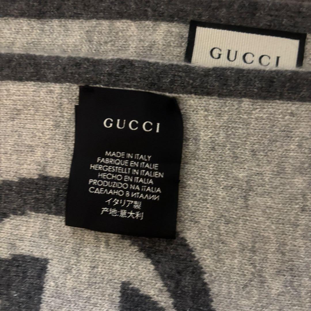 【GUCCIグッチ】インターロッキングロゴマフラーカシミヤグレー年末セール中！