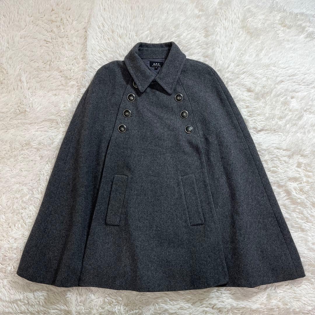 A.P.C. ケープコート ウール ポンチョ ダークグレー