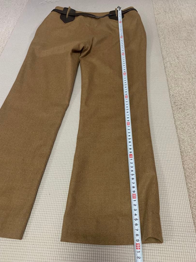 HERMÈS 38ブラウン フレアパンツ ベルト付き