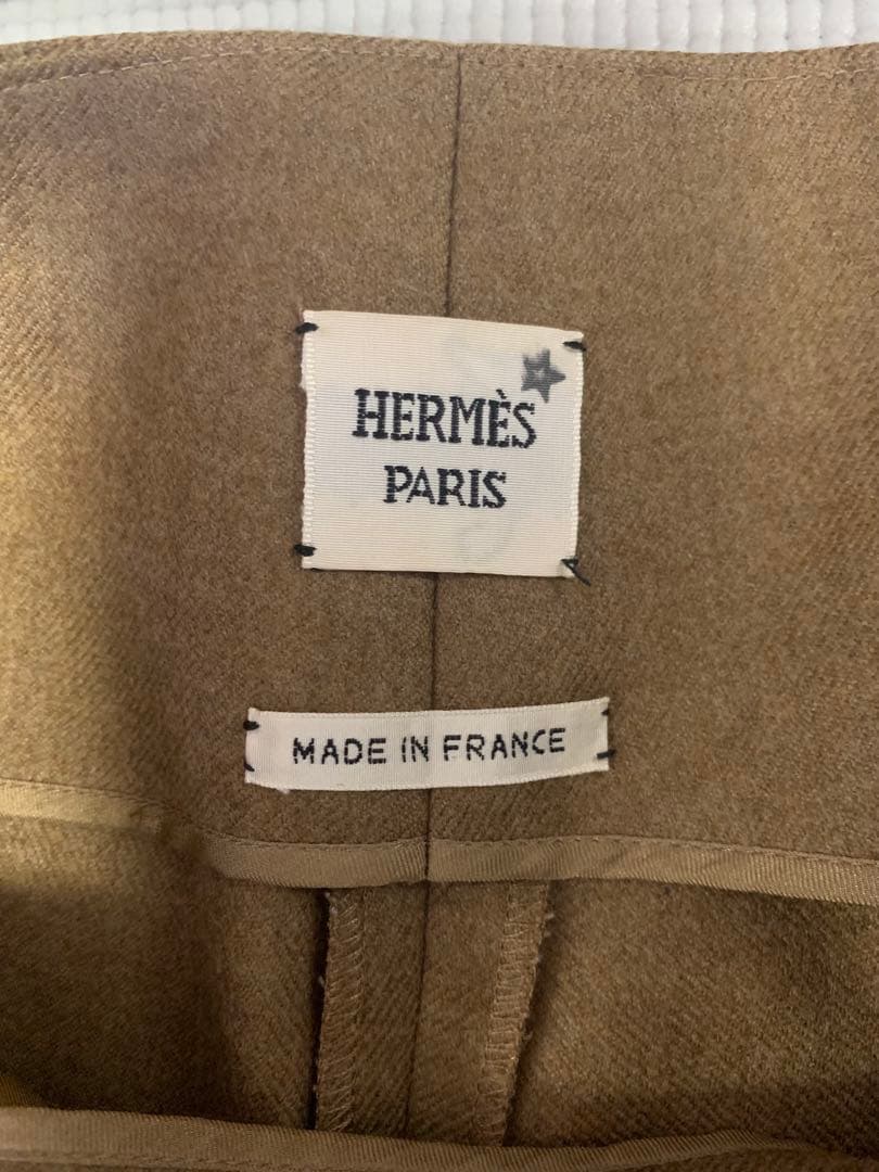HERMÈS 38ブラウン フレアパンツ ベルト付き