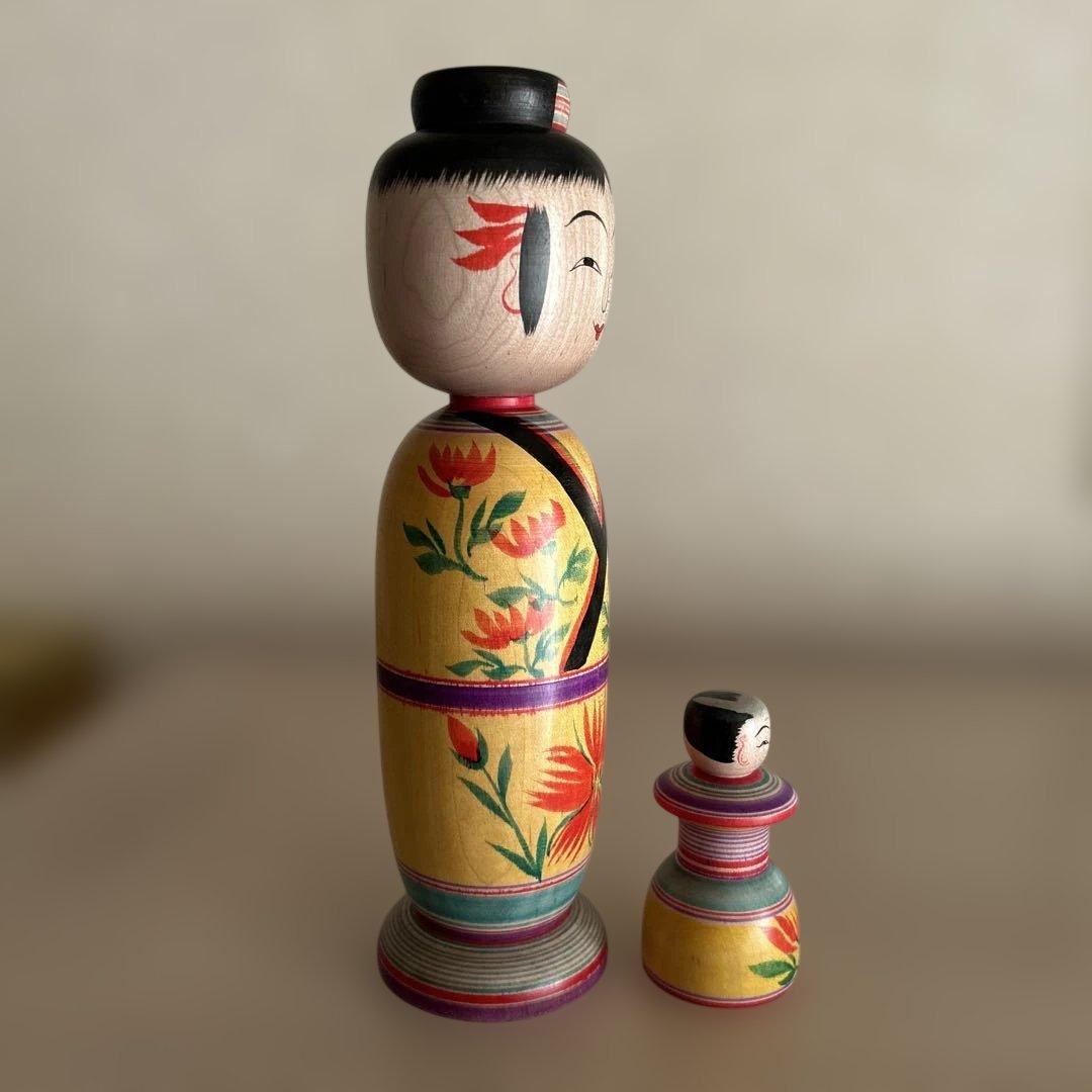 鈴木征一工人 こけし 【ガラ入り子持ち髷こけし】