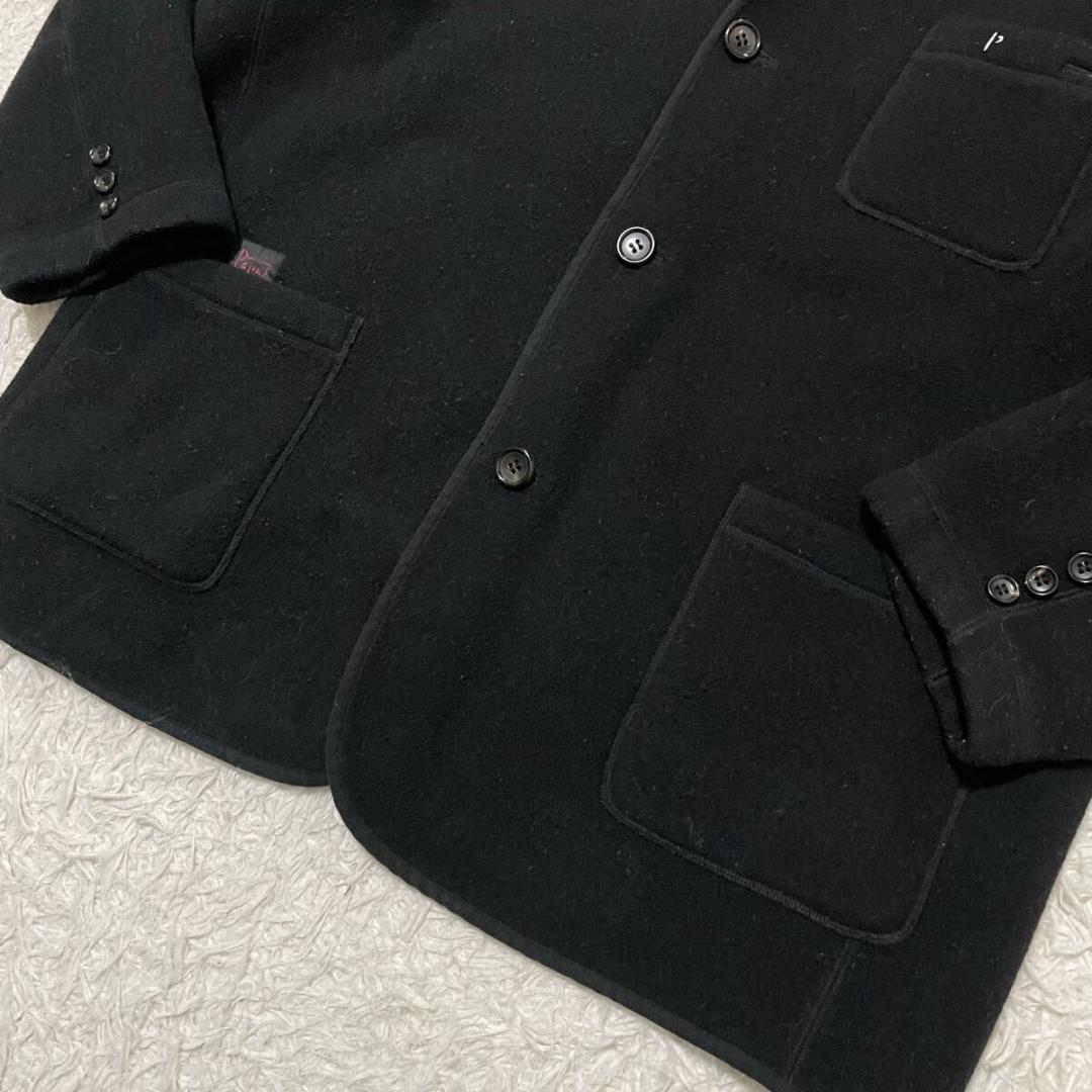 2XLサイズ相当 パパス 圧縮ウール ニットジャケット ブラック チェック柄