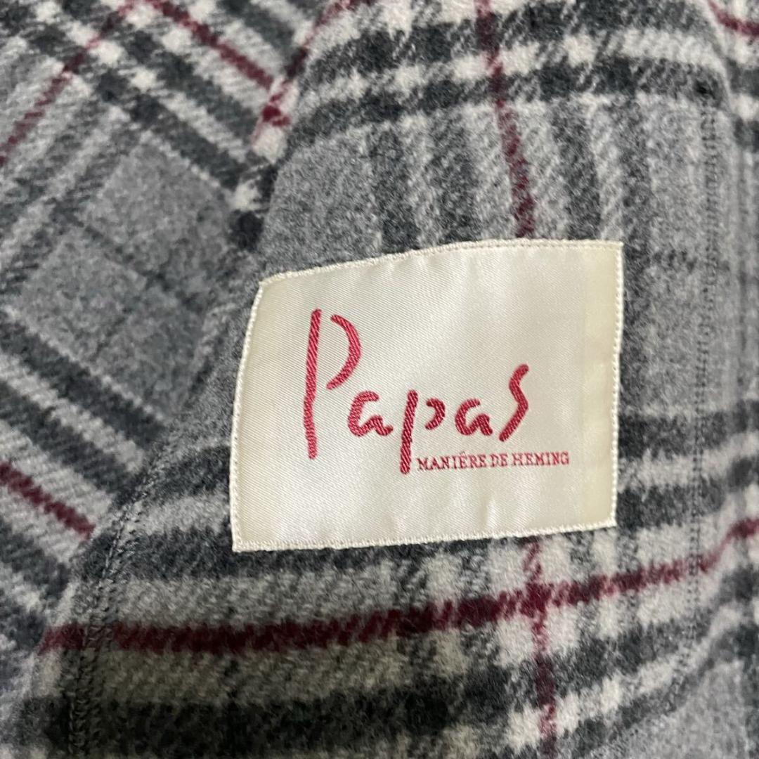 2XLサイズ相当 パパス 圧縮ウール ニットジャケット ブラック チェック柄