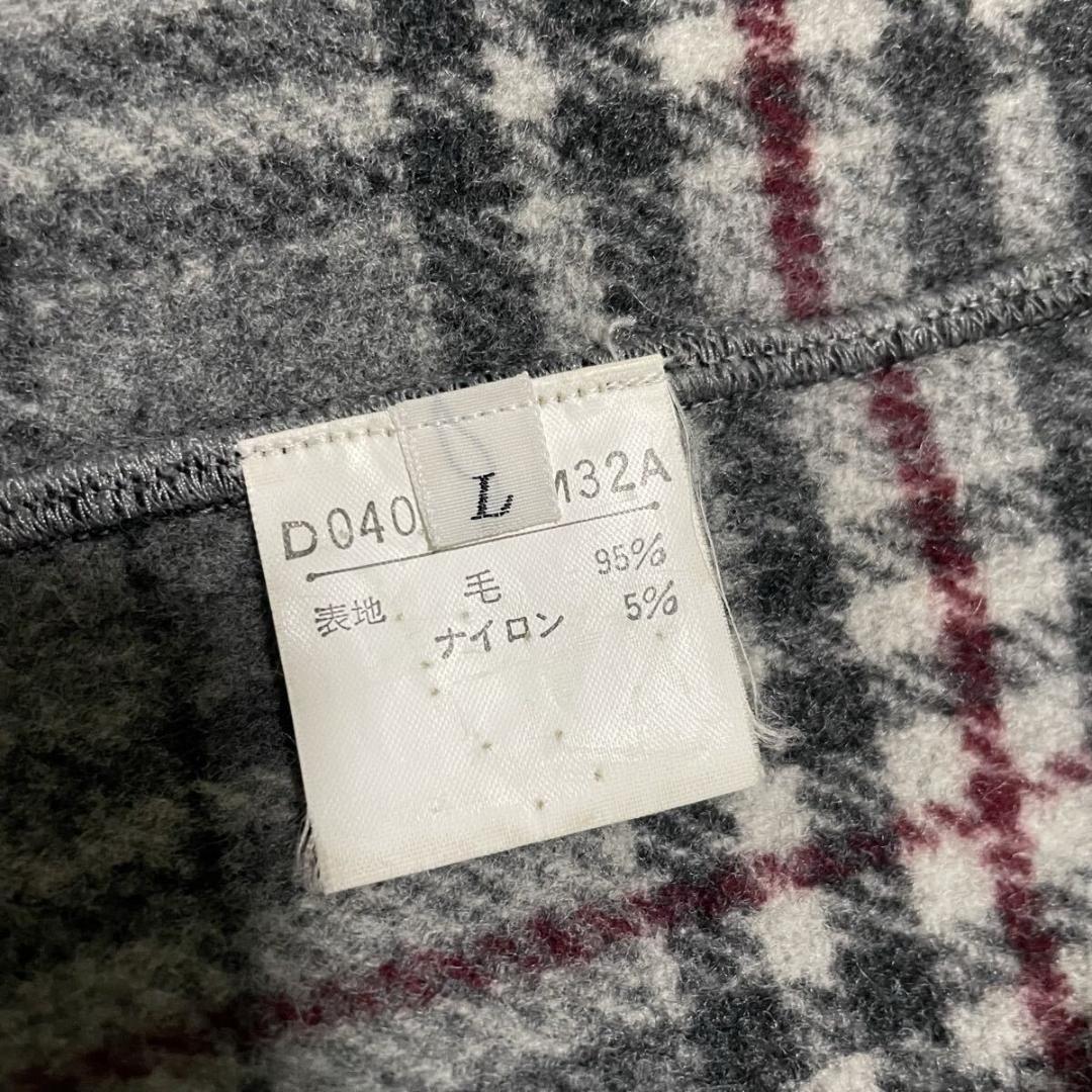 2XLサイズ相当 パパス 圧縮ウール ニットジャケット ブラック チェック柄
