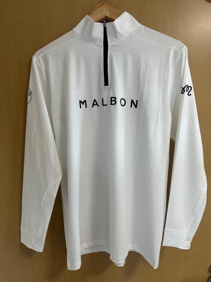 白色XL マルボンゴルフ モックネック トレーナー メンズシャツ トップス 長袖