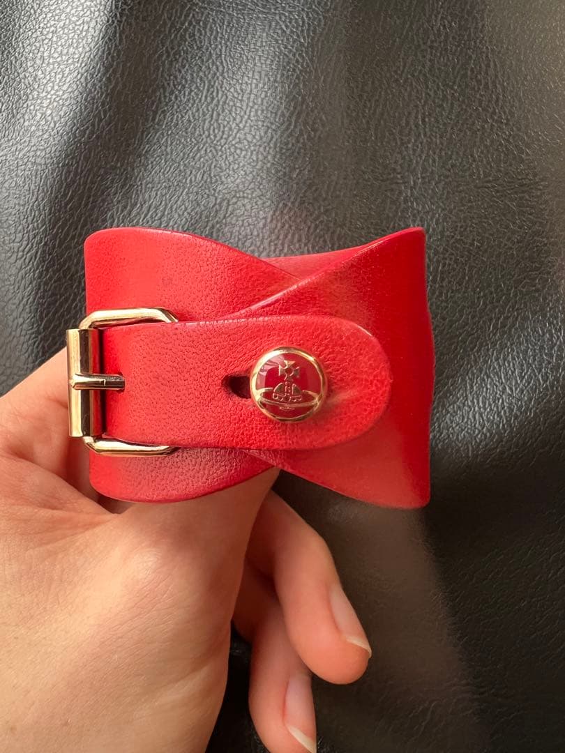 Vivienne Westwood レザーブレスレット レッド バングル