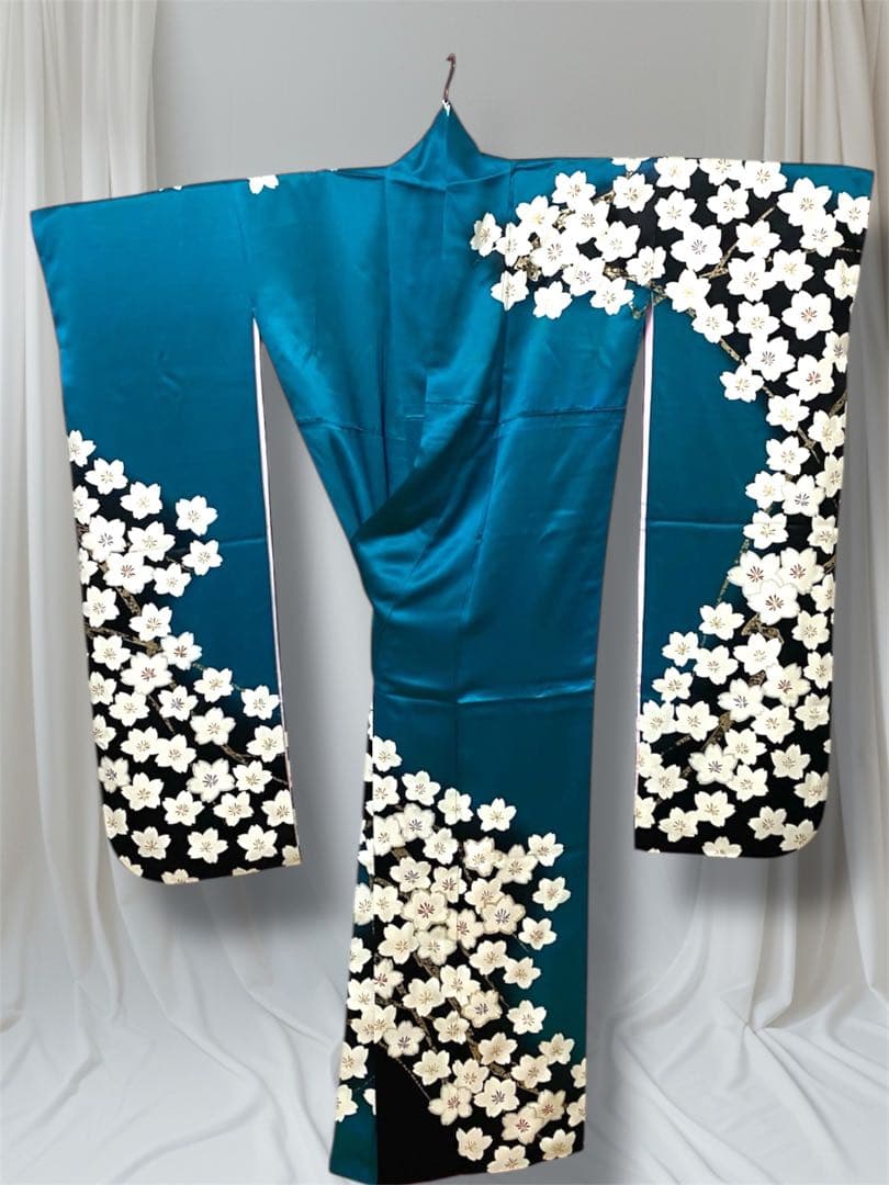 本日限定価格！振袖フルセット 新品正絹帯 ターコイズブルー 新品SAGAFOX