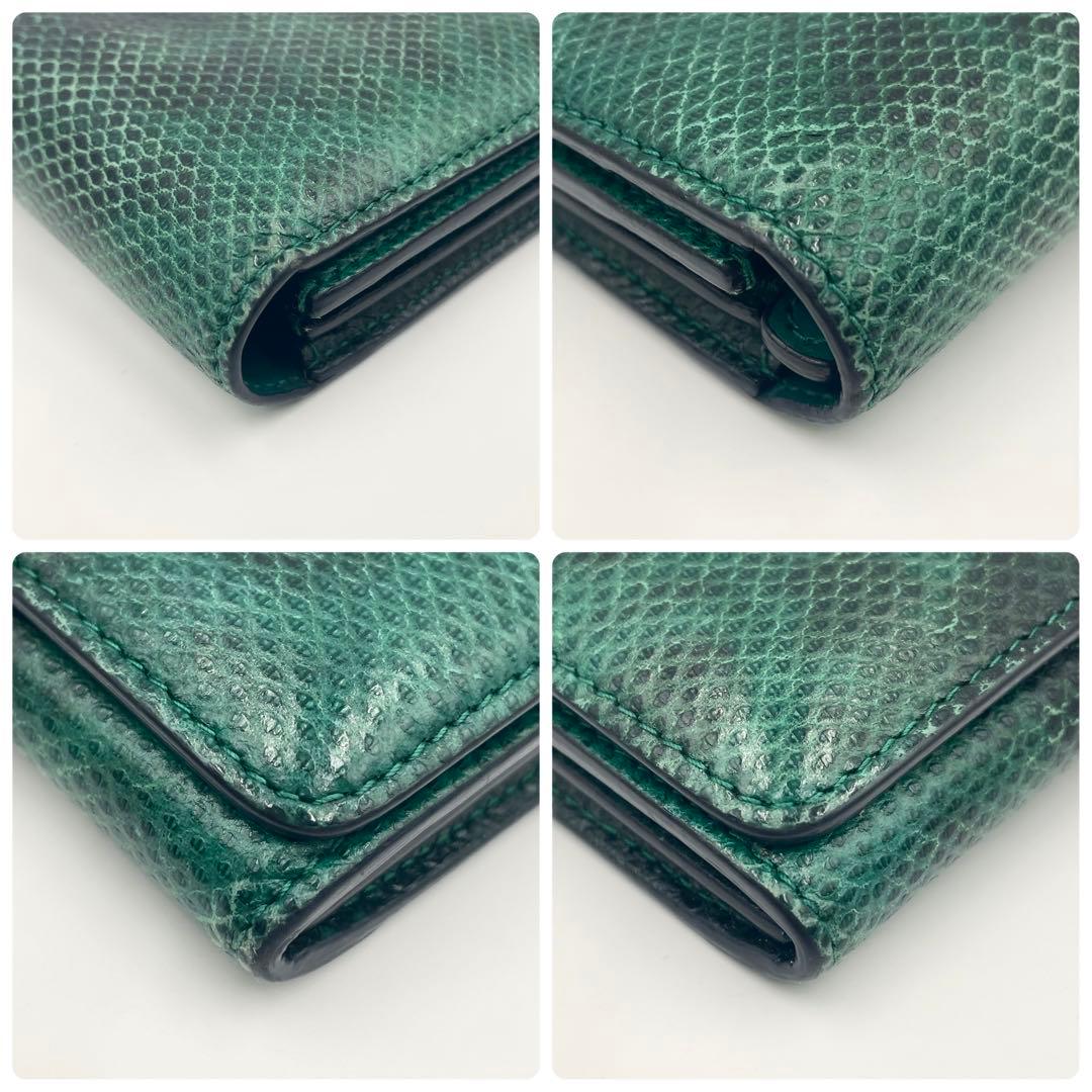 【美品•現行RFID】ブルガリ 長財布　パイソン柄×ビーゼロワン 折り財布 緑
