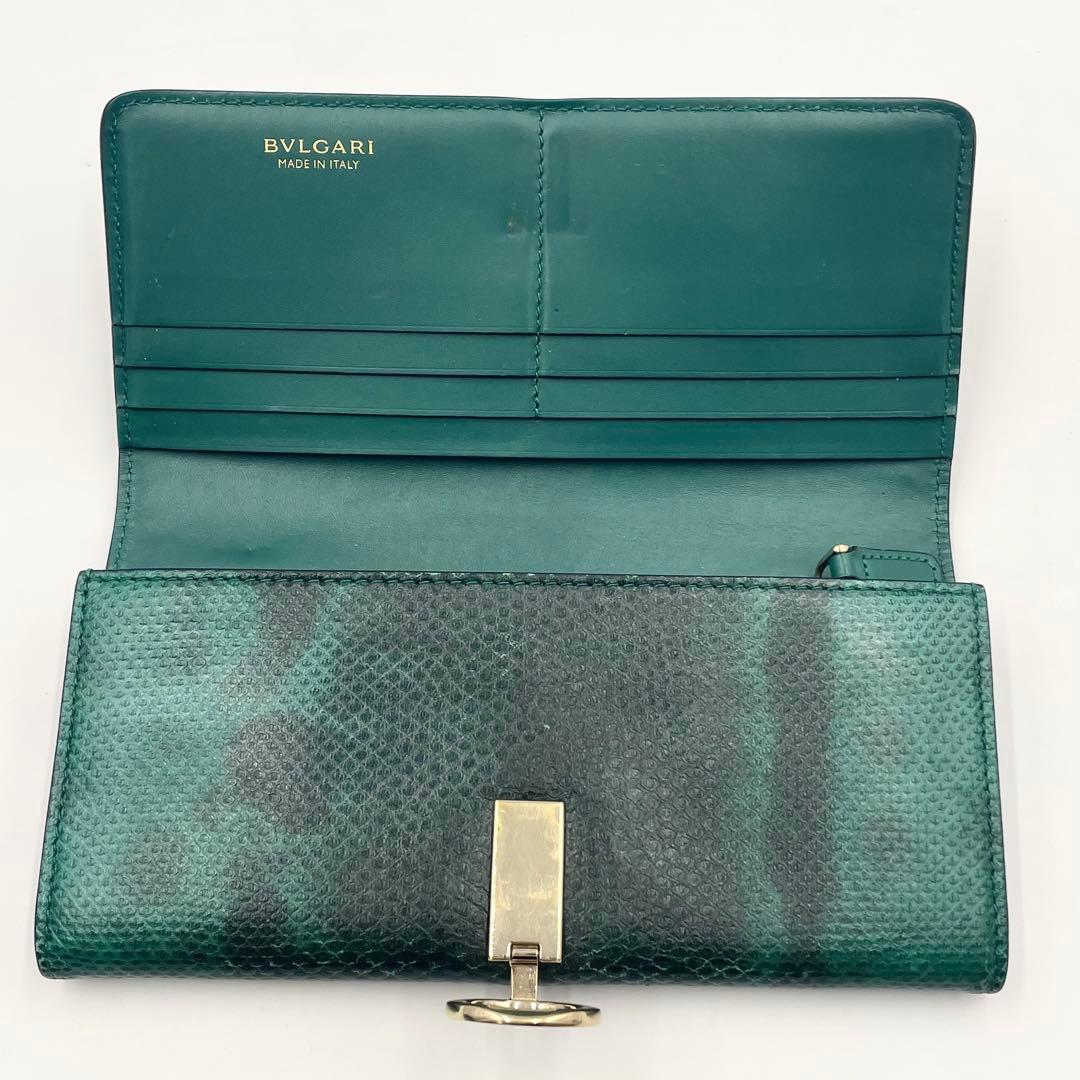 【美品•現行RFID】ブルガリ 長財布　パイソン柄×ビーゼロワン 折り財布 緑