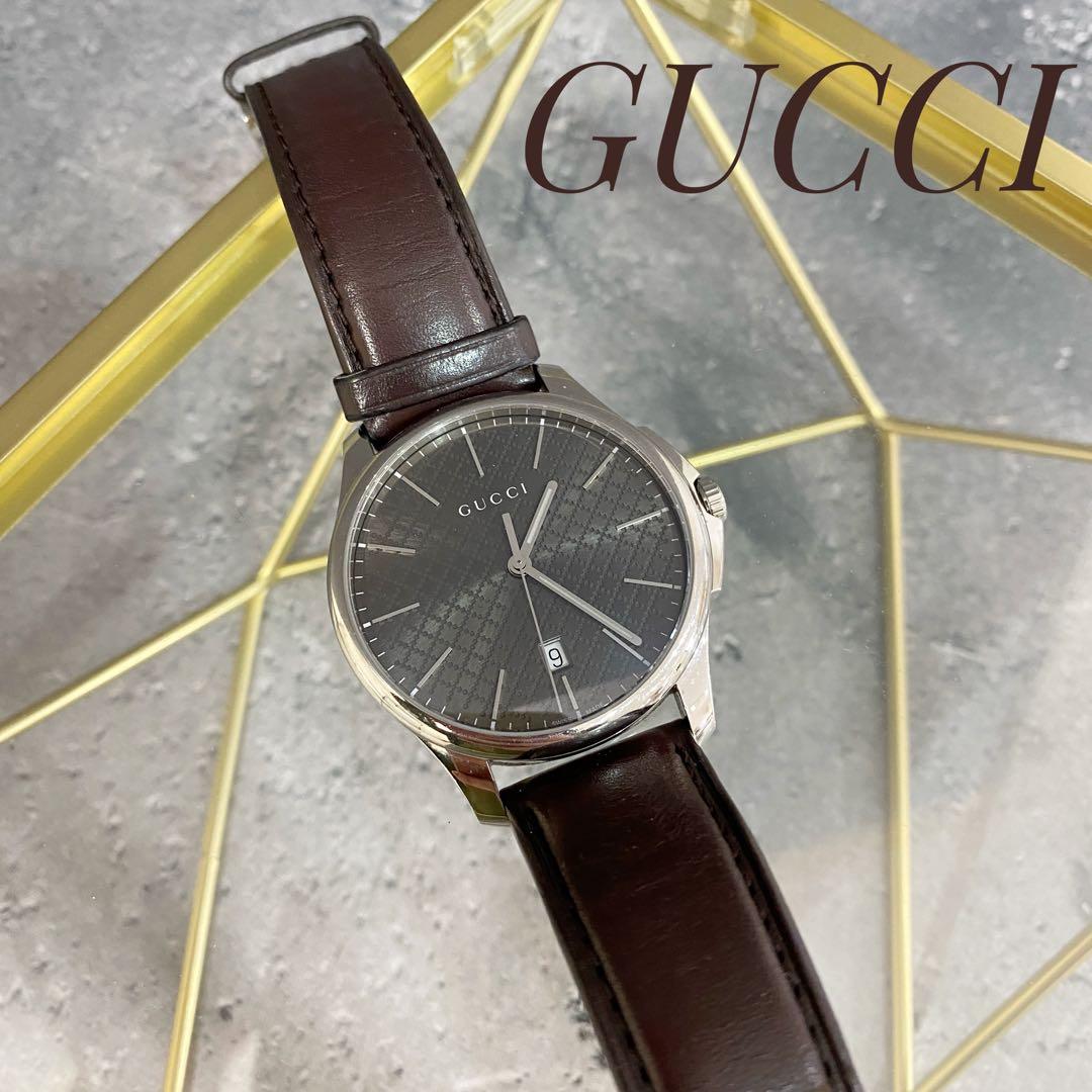 良品 可動品 GUCCI グッチ Gフェイス 腕時計 革ベルト