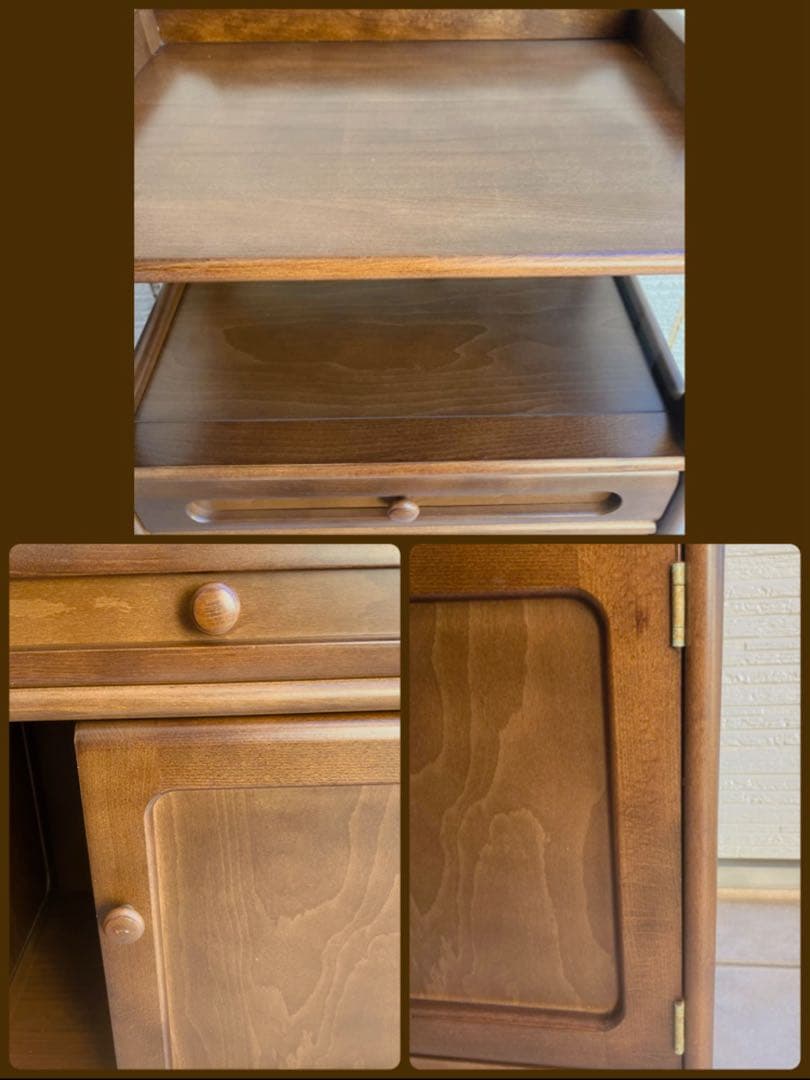 ◉カリモク◉木製サイドキャビネット 電話台 コンセント付 収納家具