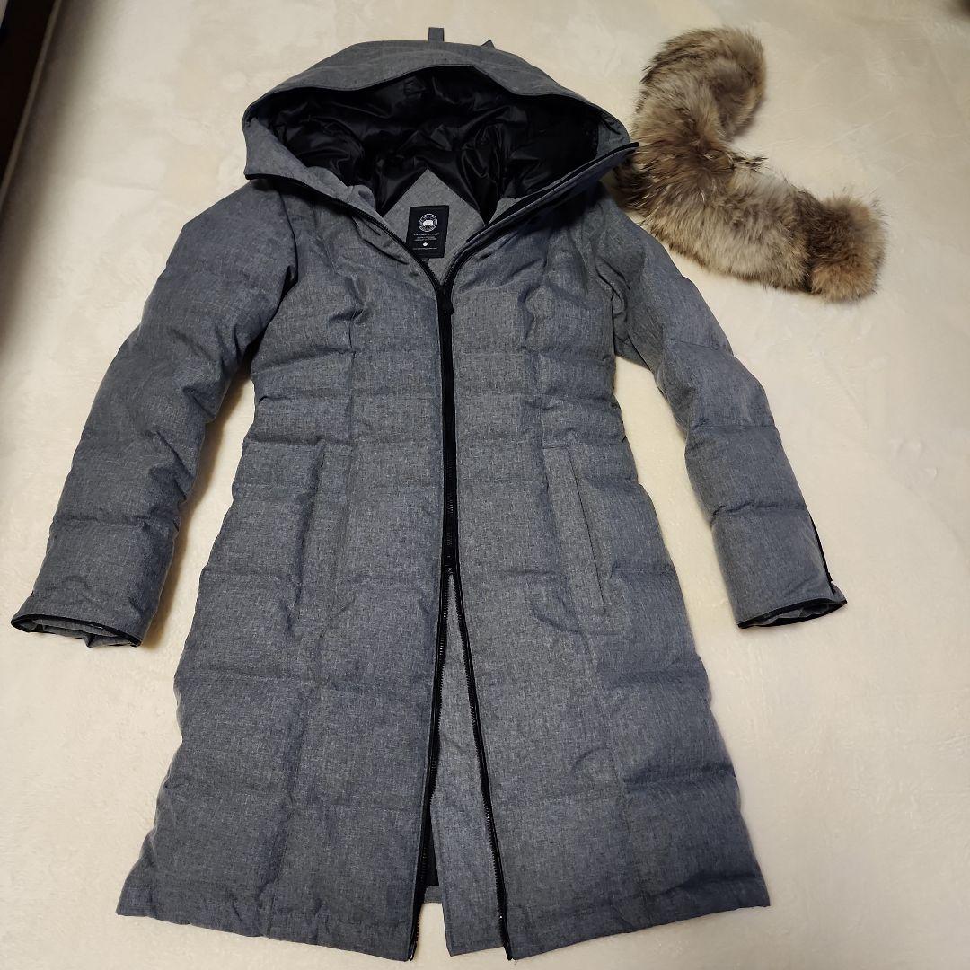   フード付きダウンロングコート XS/TP グレー