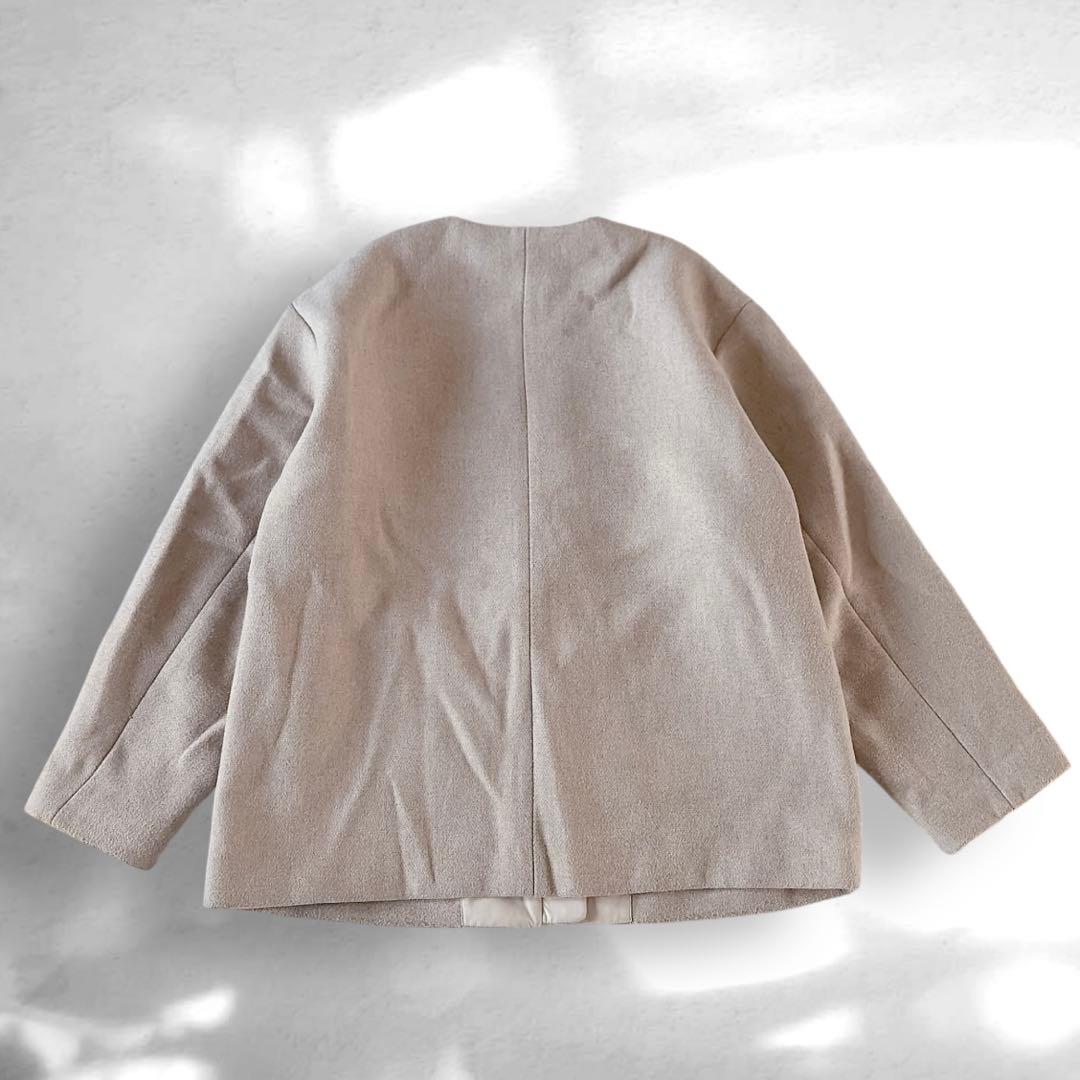 1【美品】UNFILO ウールブレンド　ノーカラーコート　M