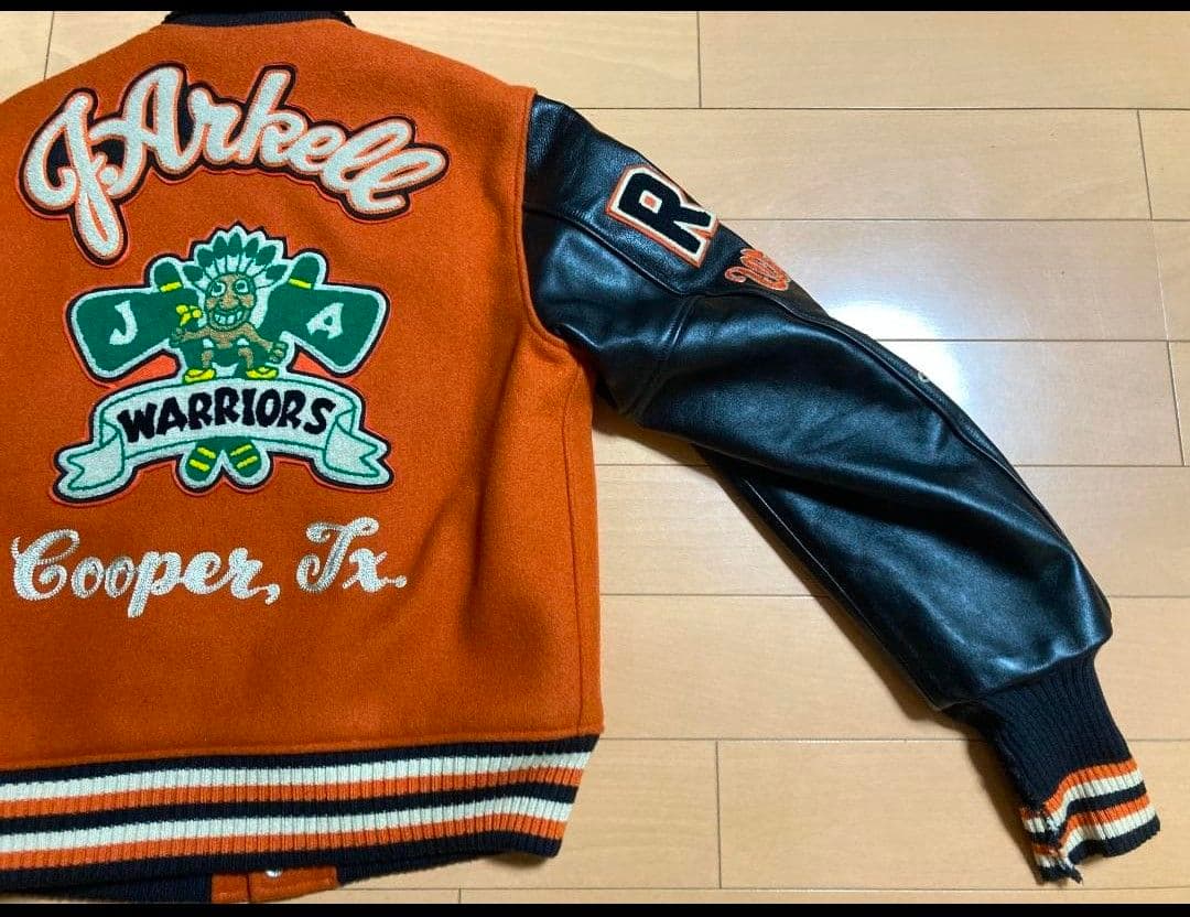 スタイルアイズ フルデコ レザースタジャン 黒オレンジ サイズ40