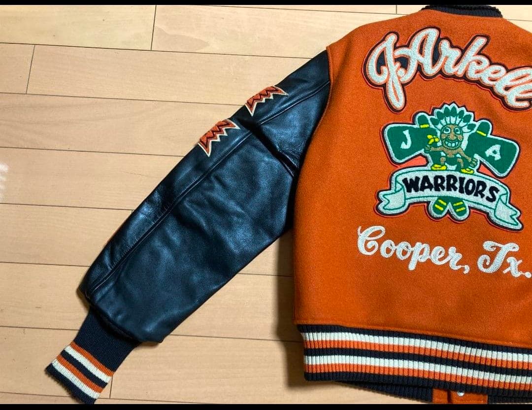 スタイルアイズ フルデコ レザースタジャン 黒オレンジ サイズ40