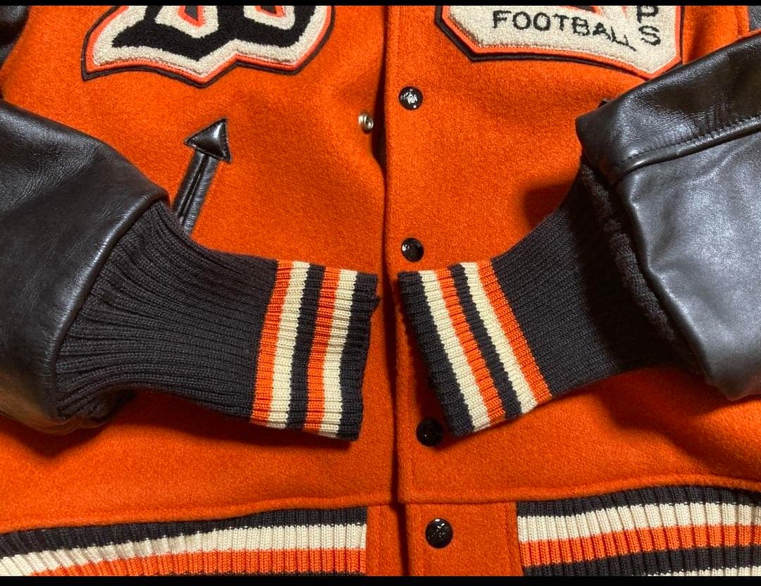 スタイルアイズ フルデコ レザースタジャン 黒オレンジ サイズ40