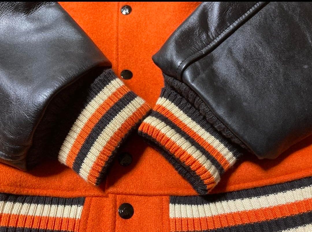 スタイルアイズ フルデコ レザースタジャン 黒オレンジ サイズ40