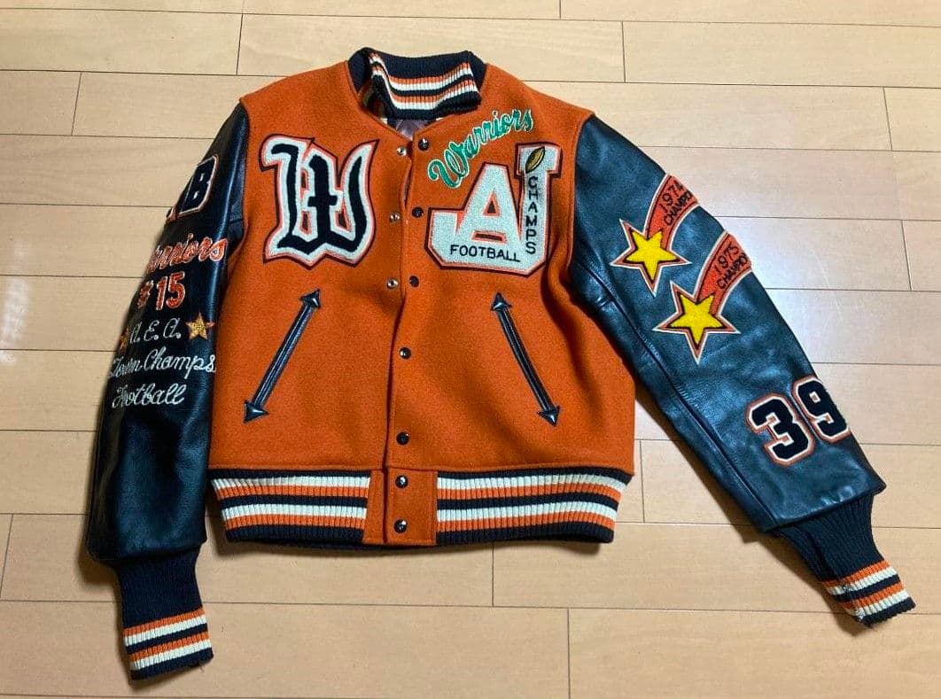 スタイルアイズ フルデコ レザースタジャン 黒オレンジ サイズ40