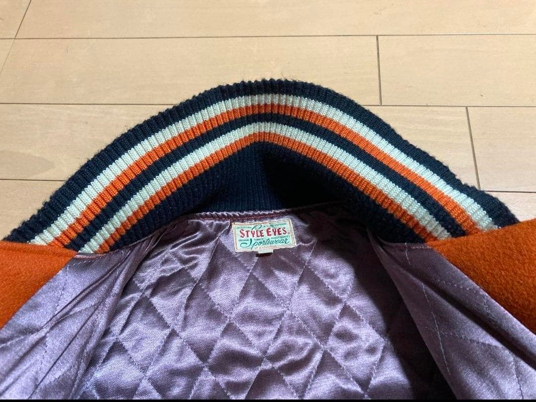 スタイルアイズ フルデコ レザースタジャン 黒オレンジ サイズ40