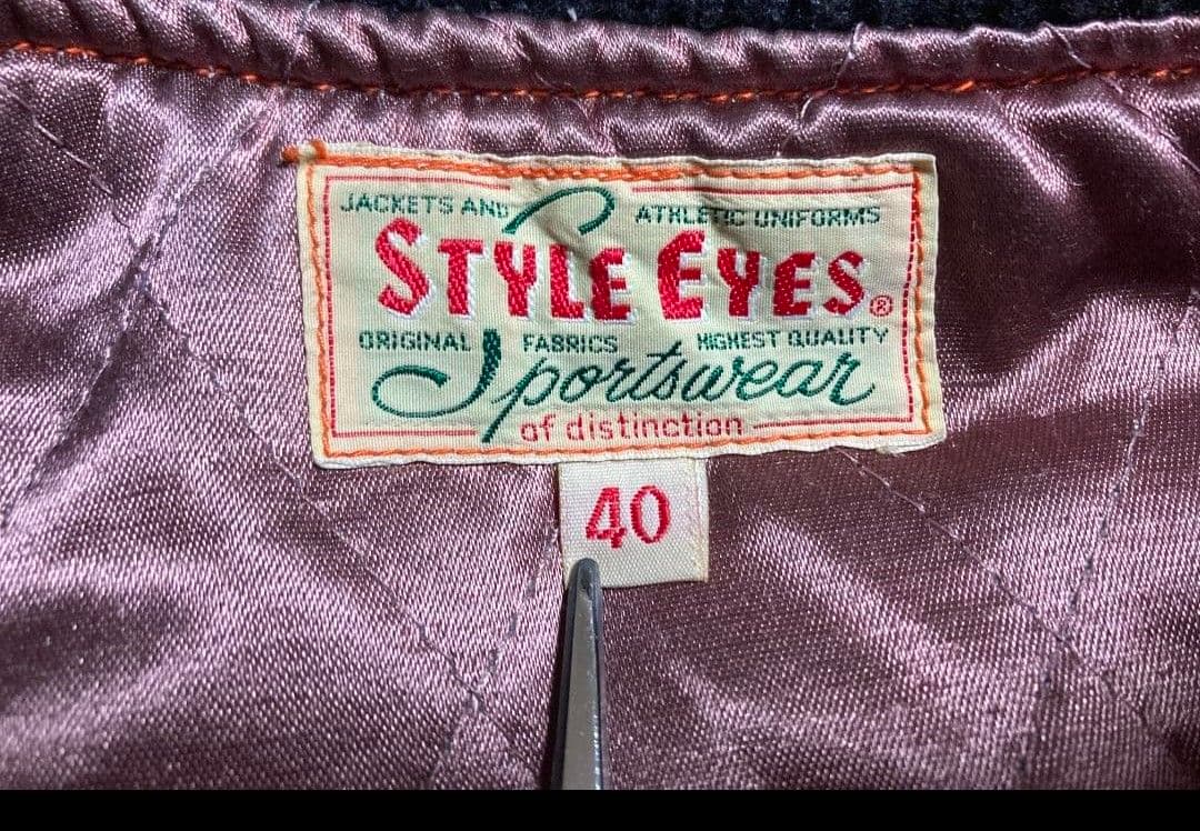 スタイルアイズ フルデコ レザースタジャン 黒オレンジ サイズ40