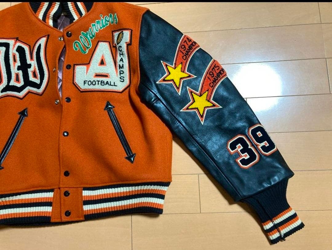 スタイルアイズ フルデコ レザースタジャン 黒オレンジ サイズ40