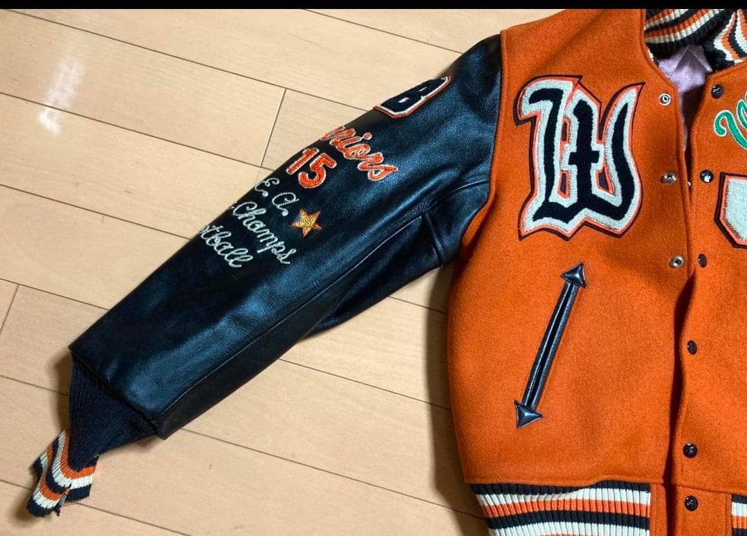 スタイルアイズ フルデコ レザースタジャン 黒オレンジ サイズ40