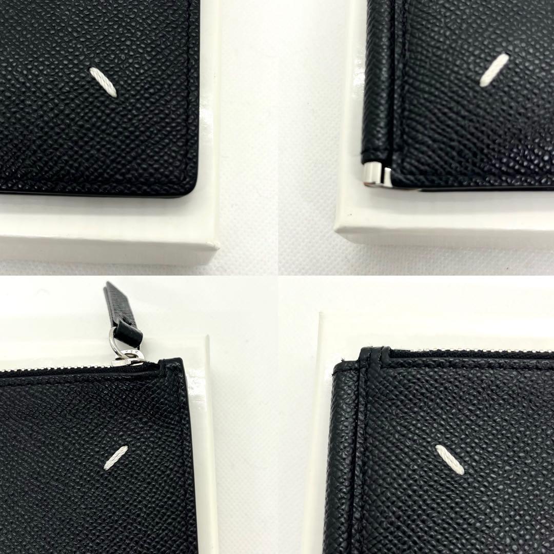 現行/極美品✨メゾンマルジェラ マネークリップ 4ステッチ ブラック レザー