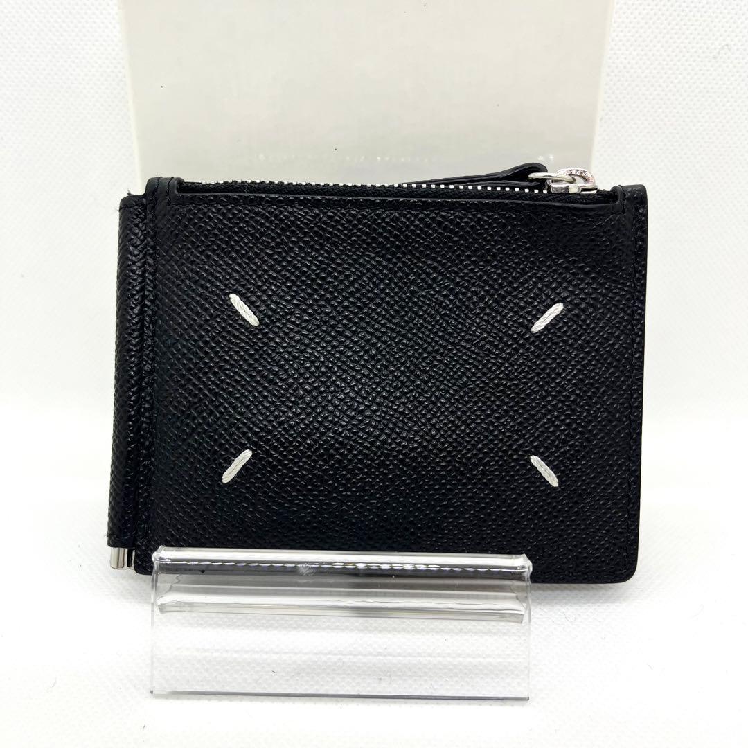 現行/極美品✨メゾンマルジェラ マネークリップ 4ステッチ ブラック レザー