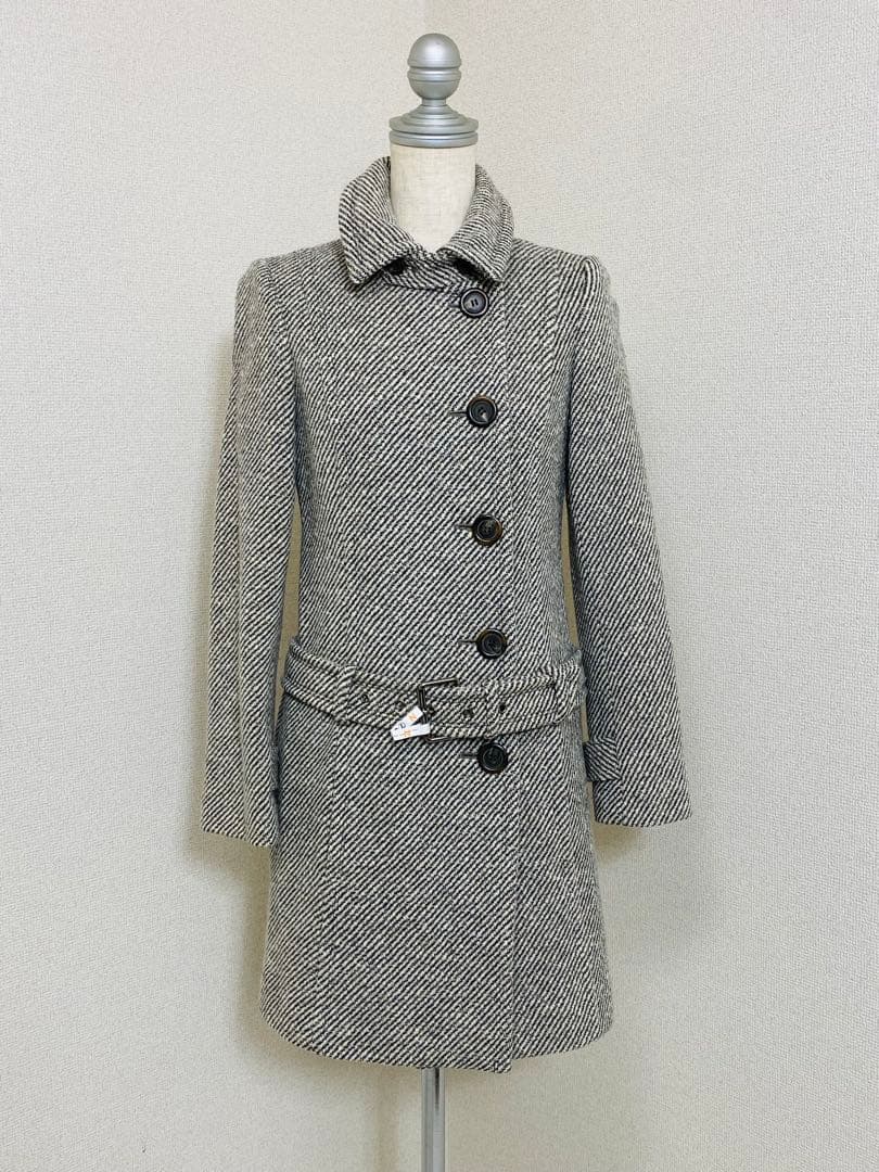 【極美品】BURBERRY BLUE LABEL ベルト付き ヘリンボーンコート