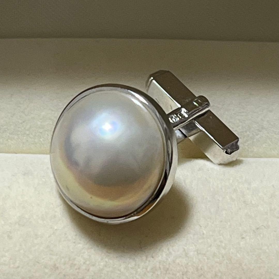 タサキTASAKI K14WG silverマベパールカフス タイピン