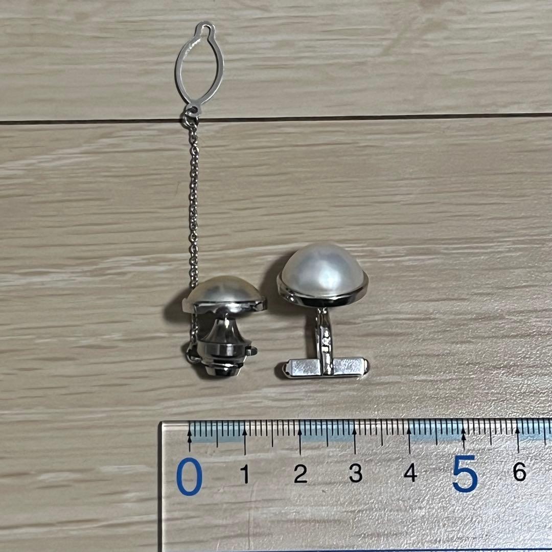 タサキTASAKI K14WG silverマベパールカフス タイピン
