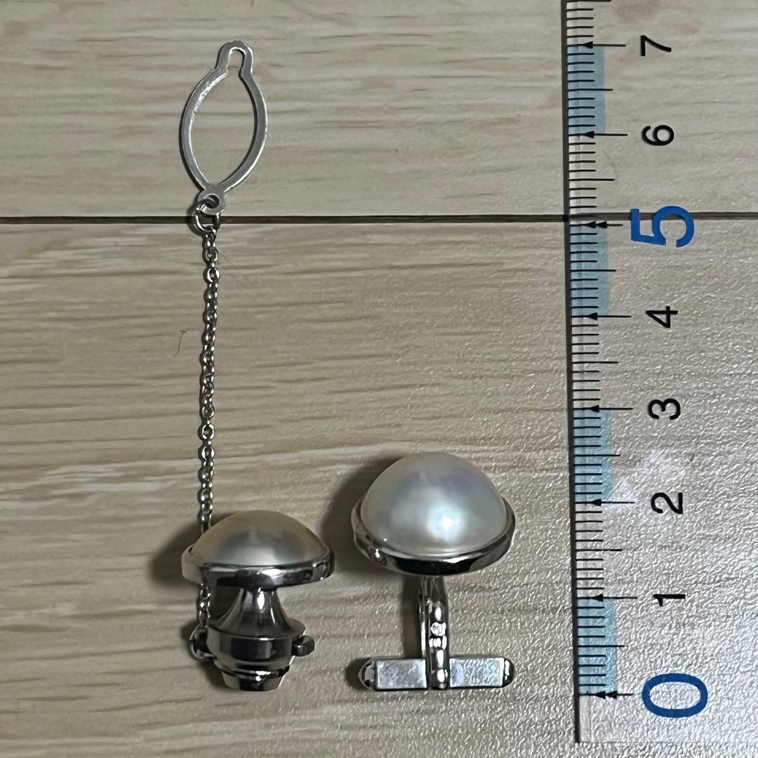 タサキTASAKI K14WG silverマベパールカフス タイピン
