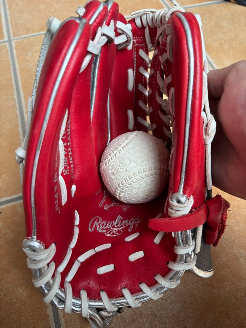 Rawlings 野球グローブ レッド/グレー　左用グローブ