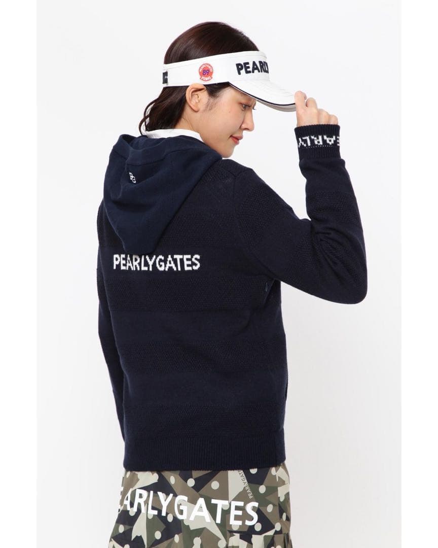 PEARLYGATES カシミヤタッチ 天竺×鹿の子ボーダー ニットプルオーバー