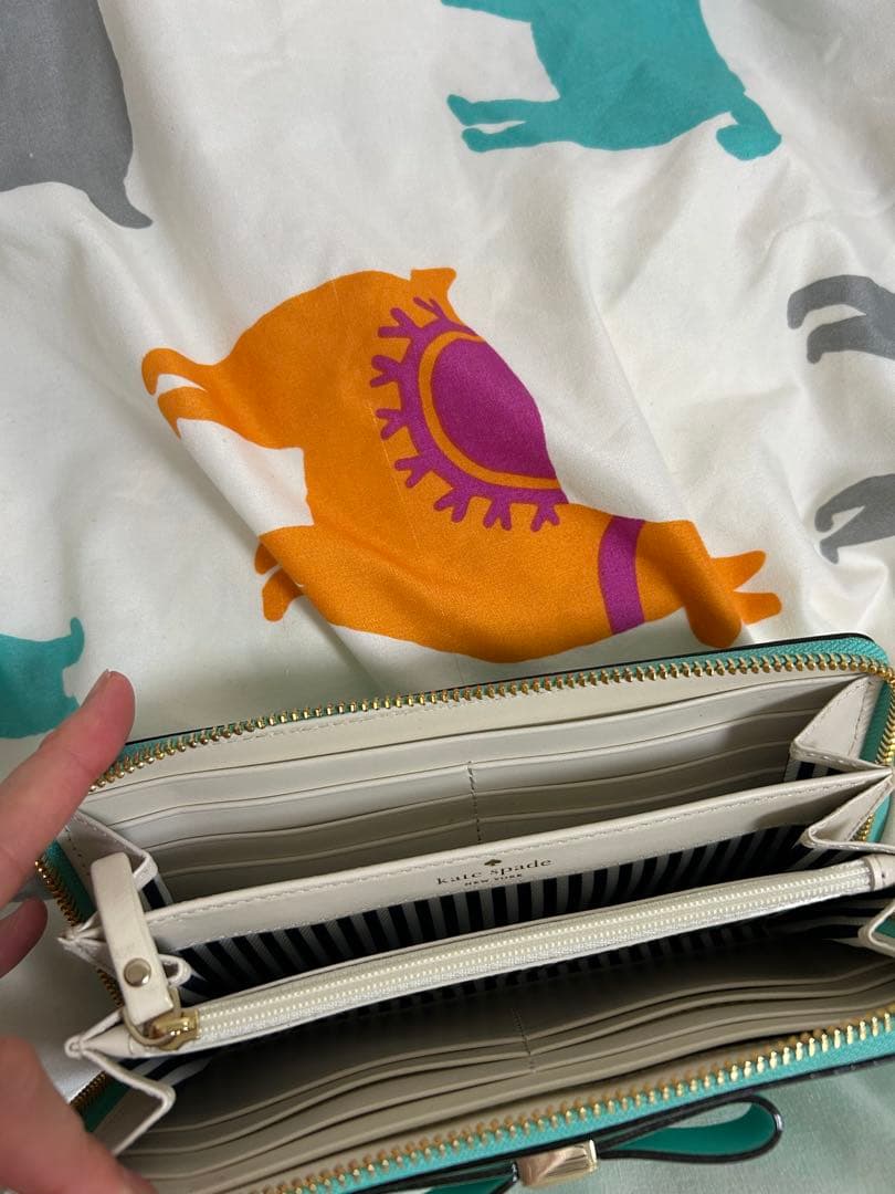 kate spade ミントグリーン リボン長財布