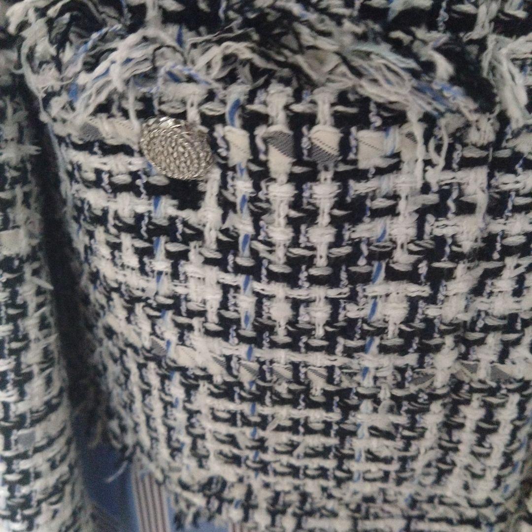 タグ付大きいサイズ50 23区ノーカラーツイードジャケットフランス製