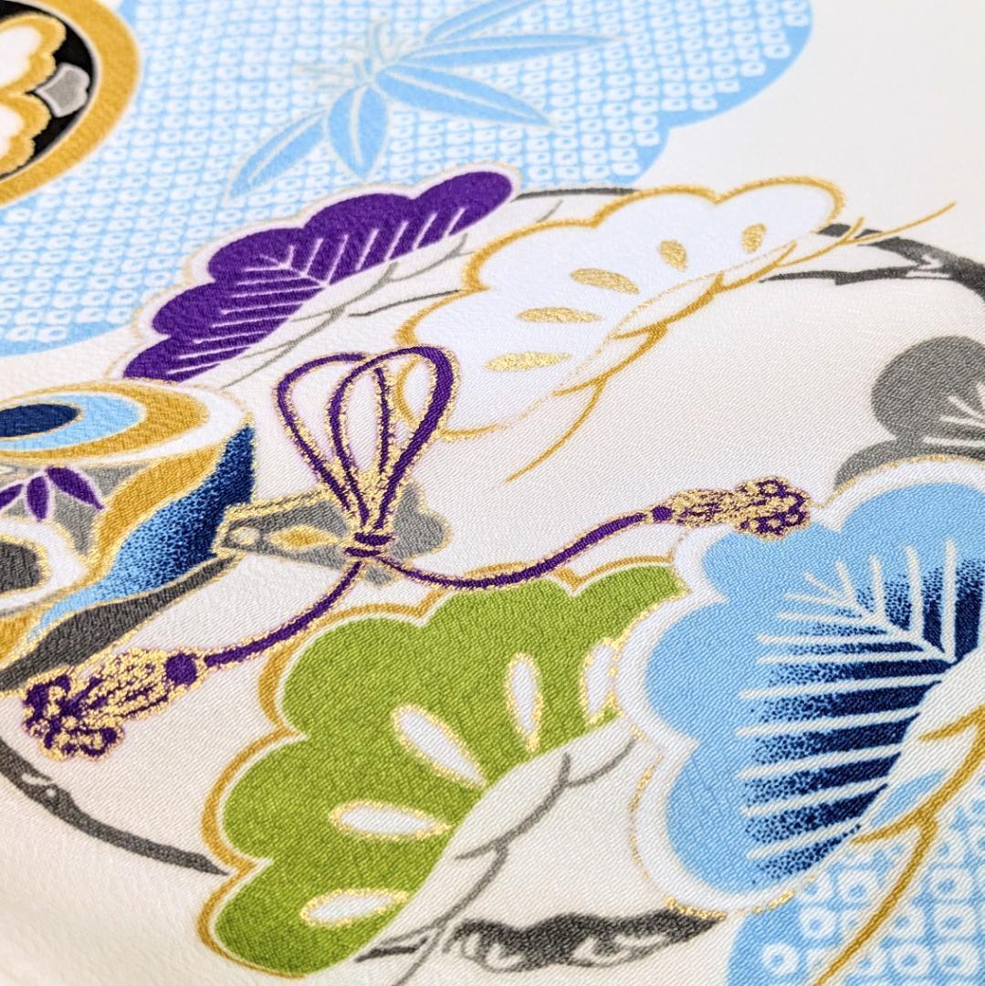 七五三 3歳 男児 ブランド 着物 被布コート セット 水色 紺 古典 KM2