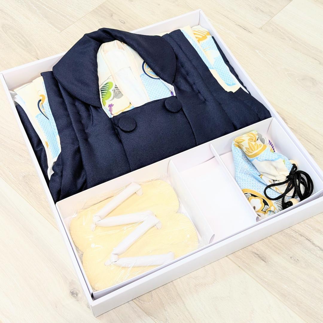 七五三 3歳 男児 ブランド 着物 被布コート セット 水色 紺 古典 KM2